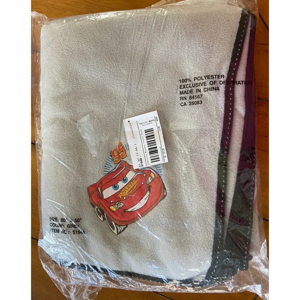 Disney Cars Lightning McQueen Grey Blanket Size 60 X 50 FLeece Plush Throw Pixar